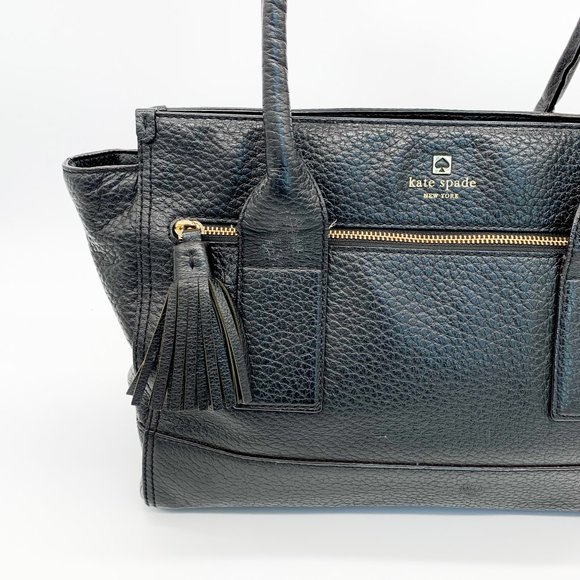 KATE SPADE Pebbled Leather Satchel Handbag Black - Picture 2 of 13